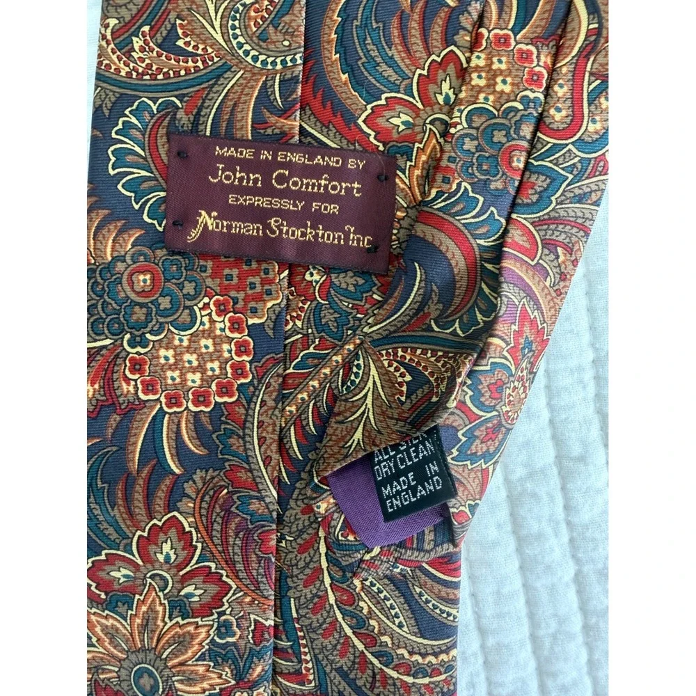 Mens Silk Tie Lot 7pc John Comfort Umberto Bossi Paisley Striped Geometric Silk